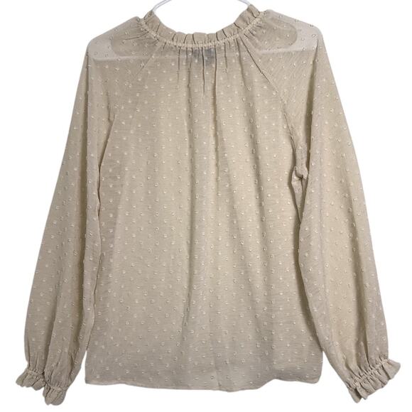 Democracy Cream Swiss Dot Ruffle Blouse Size S Coquette Romantic - Picture 2 of 9